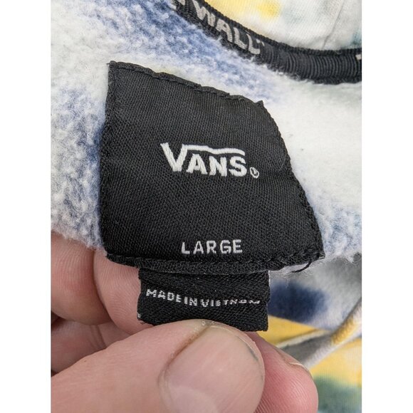 Vans Hoodie Mens Large Tie Dye Pullover Blue Green Yellow Kangaroo Pocket Skate - Picture 8 of 10